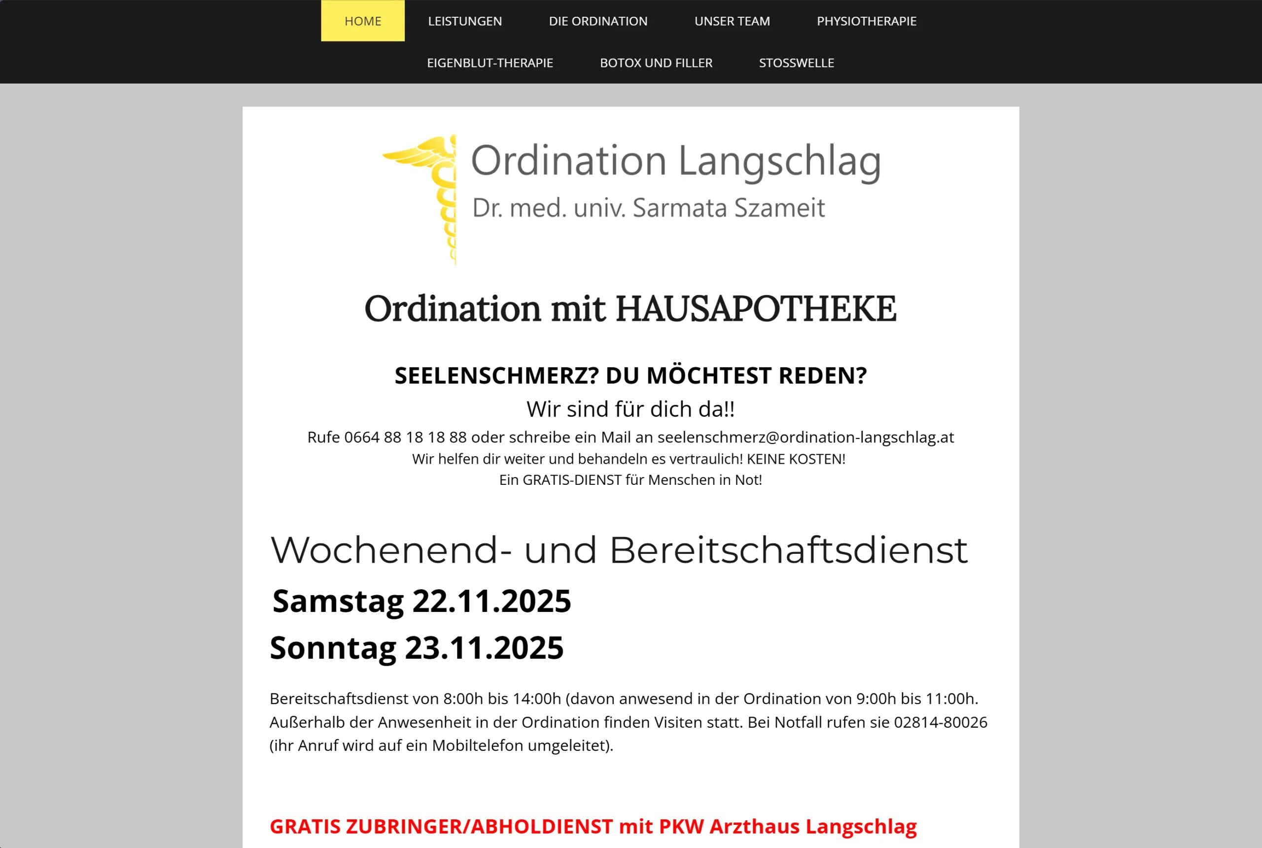 Alte Webseite Ordination Langschlag
